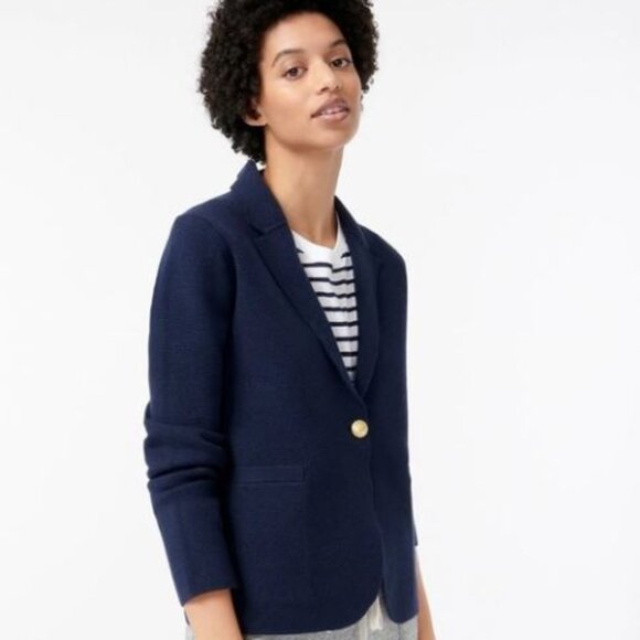 NEW NWT J. Crew Size S Camille Black Knit Sweater Blazer Jacket Pockets Button - Picture 2 of 8